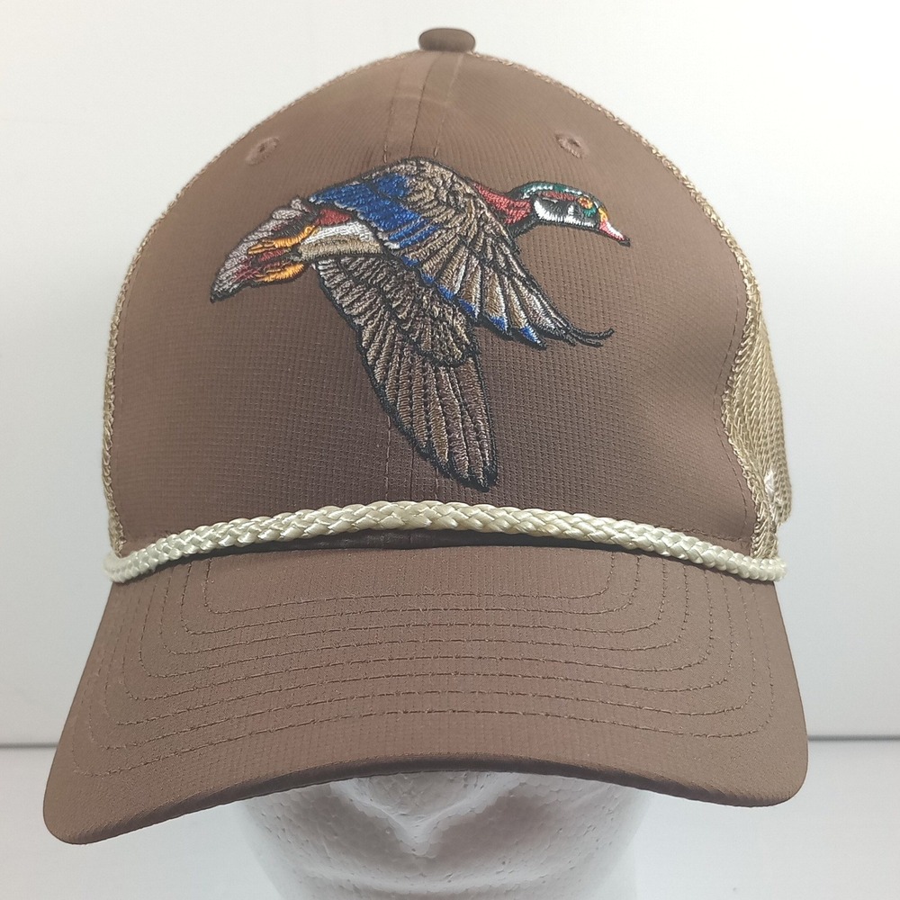 Paramount Outdoors Trucker Hat OSFM Brown Wood Duck Excellent Rope Snapback Cap